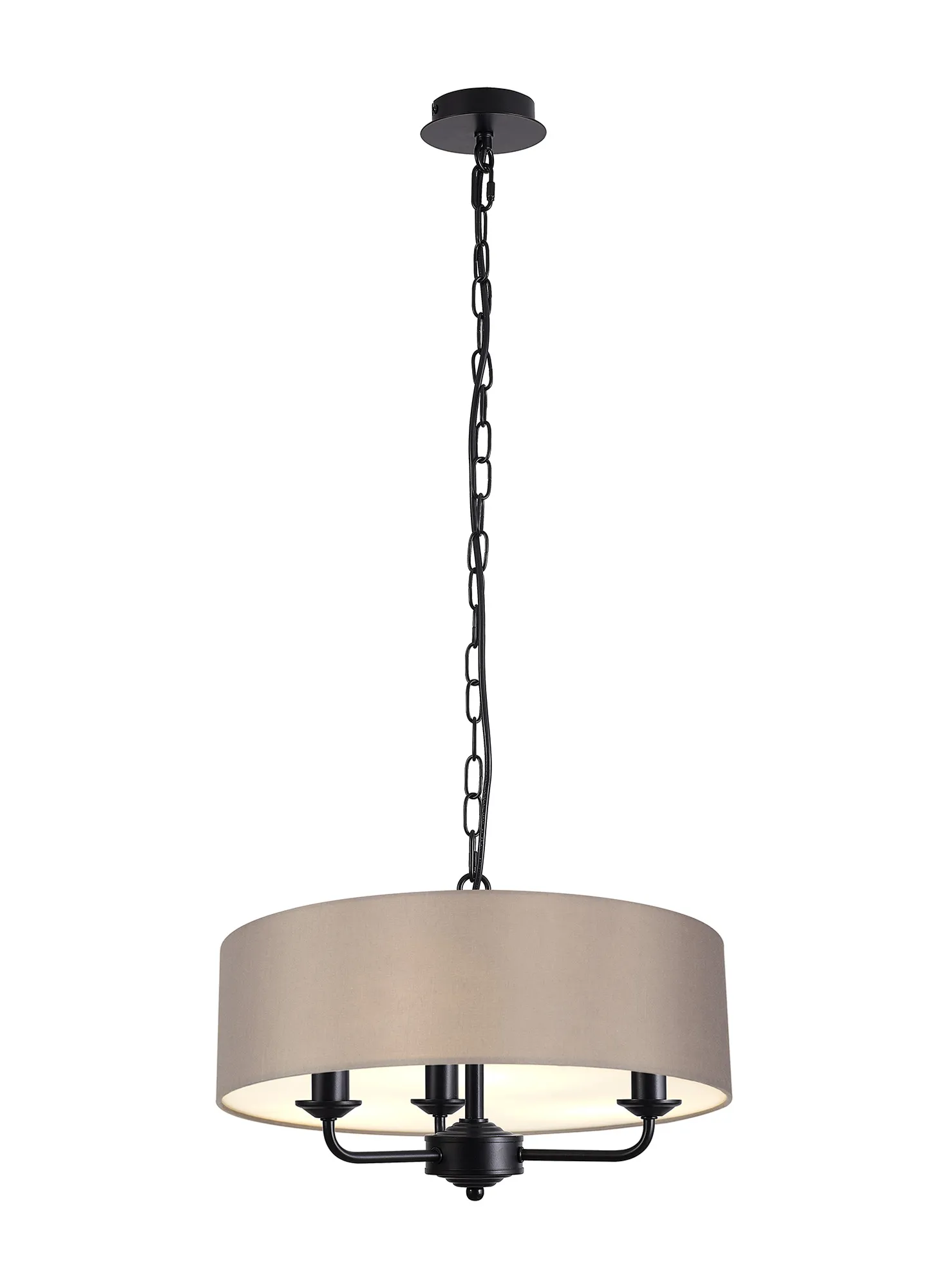 DK1010  Banyan 45cm 3 Light Pendant Matt Black; Grey